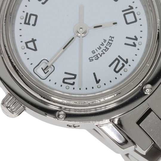 HERMES Watches Quartz CL4.210 Stainless Steel , Stainless Steel Silver Clipper white dial Women Used Authentic