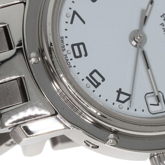 HERMES Watches Quartz CL4.210 Stainless Steel , Stainless Steel Silver Clipper white dial Women Used Authentic