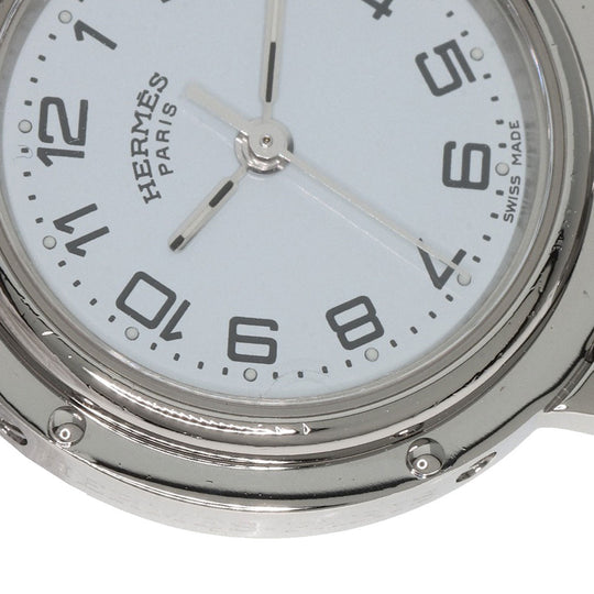 HERMES Watches Quartz CL4.210 Stainless Steel , Stainless Steel Silver Clipper white dial Women Used Authentic