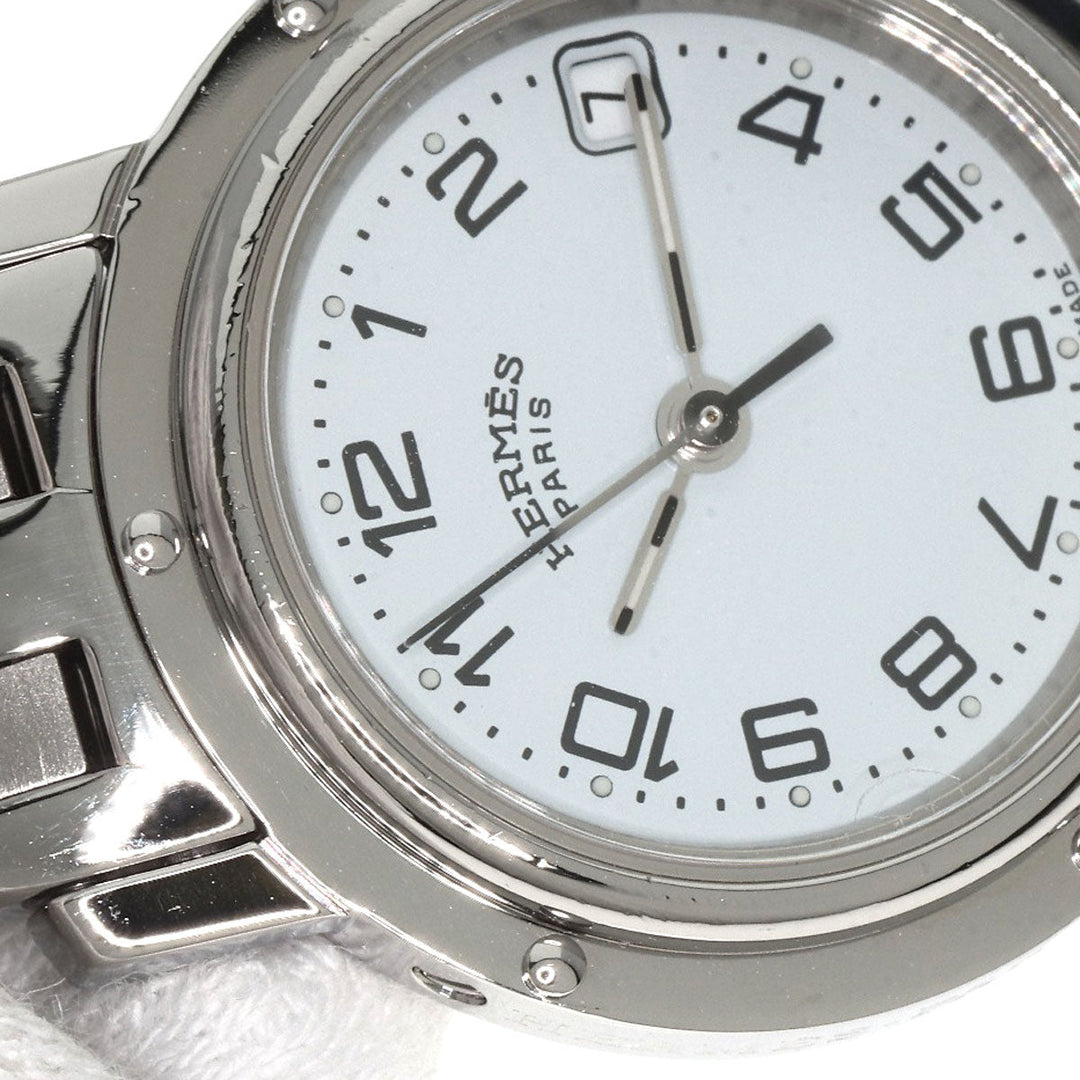 HERMES Watches Quartz CL4.210 Stainless Steel , Stainless Steel Silver Clipper white dial Women Used Authentic
