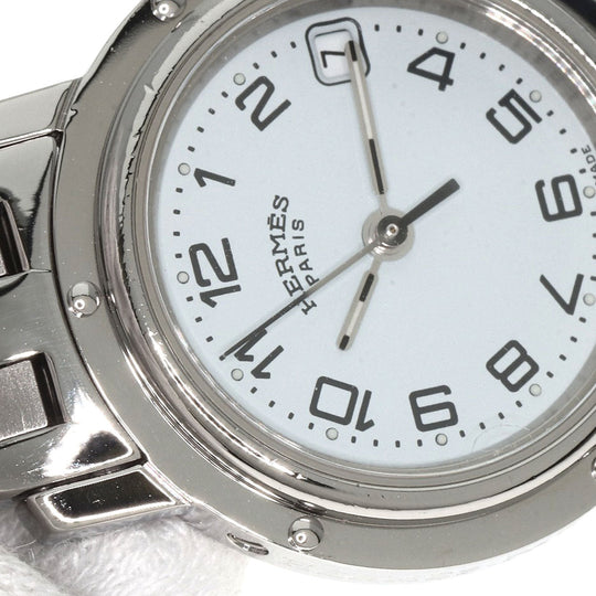 HERMES Watches Quartz CL4.210 Stainless Steel , Stainless Steel Silver Clipper white dial Women Used Authentic