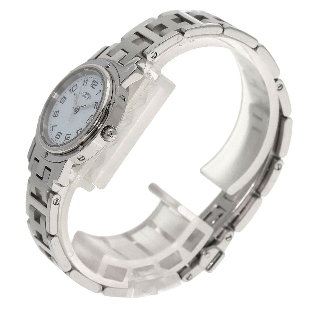 HERMES Watches Quartz CL4.210 Stainless Steel , Stainless Steel Silver Clipper white dial Women Used Authentic