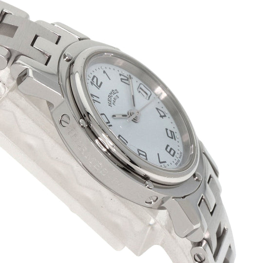 HERMES Watches Quartz CL4.210 Stainless Steel , Stainless Steel Silver Clipper white dial Women Used Authentic