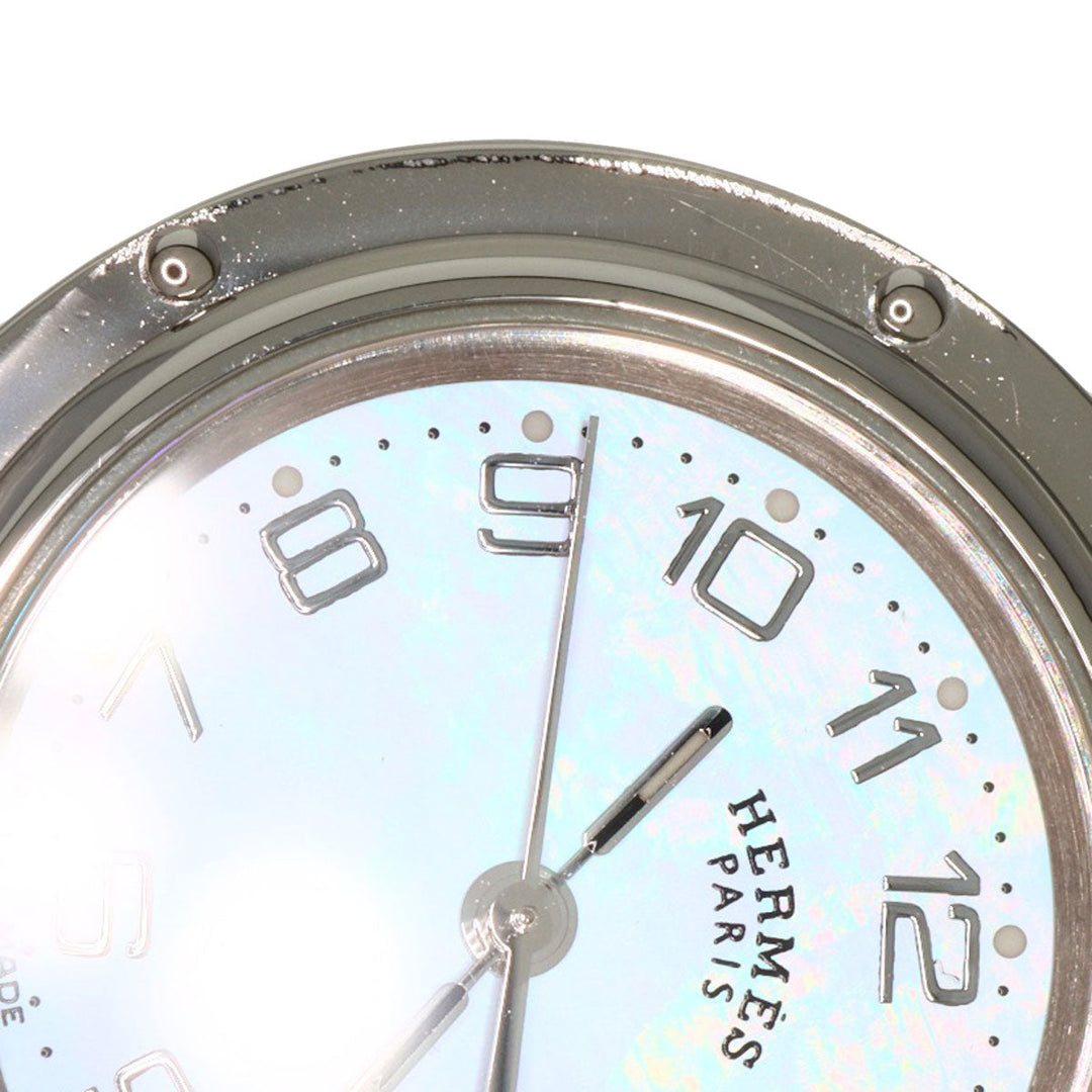 HERMES Watches Quartz CL4.210 Stainless Steel Silver Clipper Nacre new buckle Pink shell dial