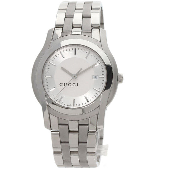 GUCCI Watches Quartz 5500XL Stainless Steel , Stainless Steel Silver Round face Silver dial mens Used Authentic