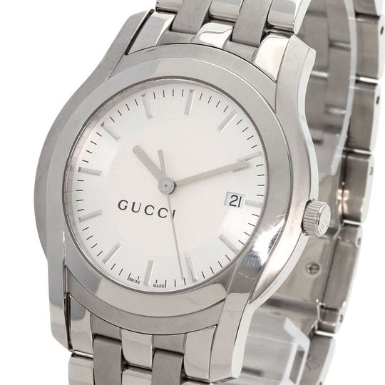 GUCCI Watches Quartz 5500XL Stainless Steel , Stainless Steel Silver Round face Silver dial mens Used Authentic