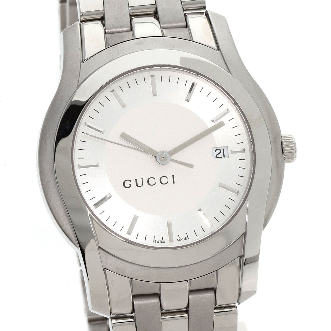 GUCCI Watches Quartz 5500XL Stainless Steel , Stainless Steel Silver Round face Silver dial mens Used Authentic