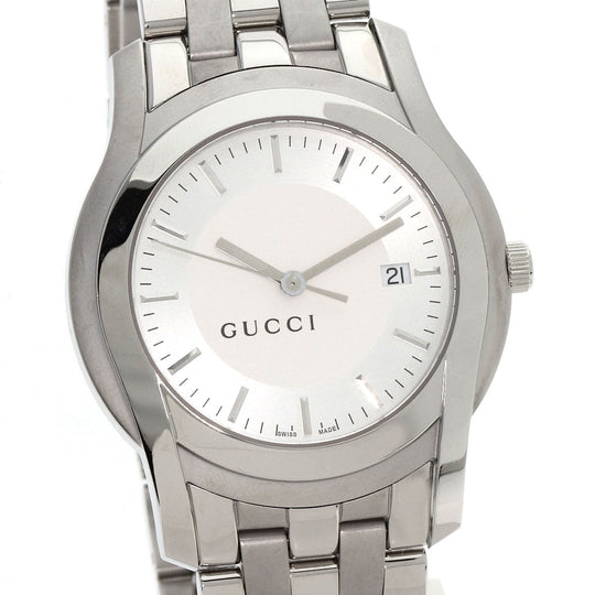 GUCCI Watches Quartz 5500XL Stainless Steel , Stainless Steel Silver Round face Silver dial mens Used Authentic