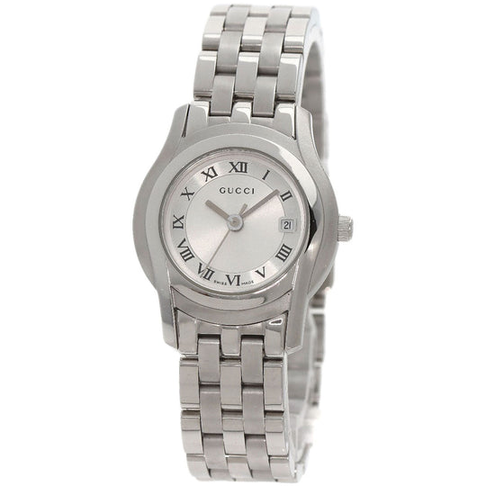 GUCCI Watches Quartz 5500L Stainless Steel , Stainless Steel Silver Round face Silver dial Women Used Authentic