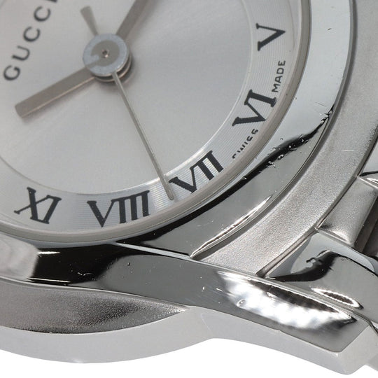 GUCCI Watches Quartz 5500L Stainless Steel , Stainless Steel Silver Round face Silver dial Women Used Authentic