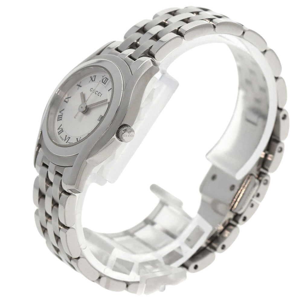 GUCCI Watches Quartz 5500L Stainless Steel , Stainless Steel Silver Round face Silver dial Women Used Authentic