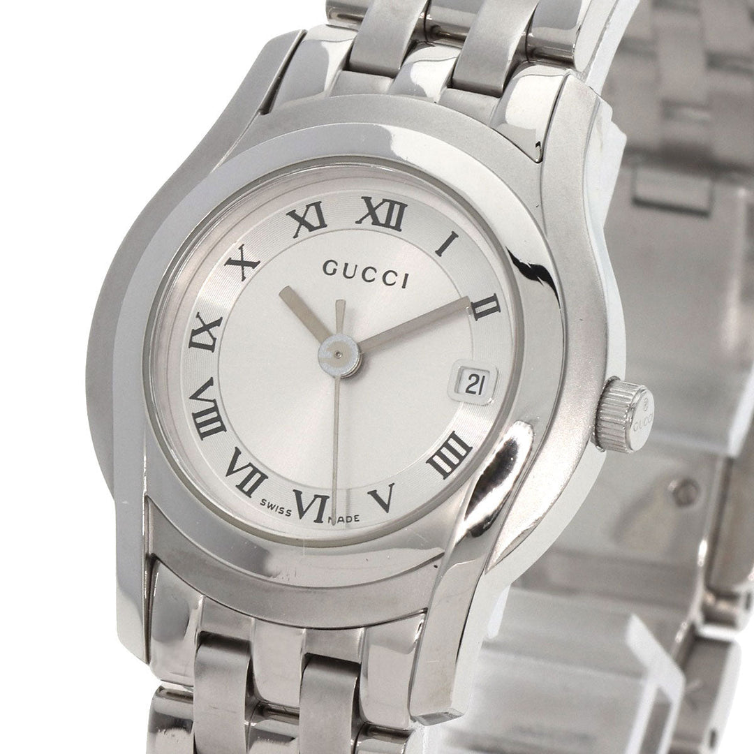GUCCI Watches Quartz 5500L Stainless Steel , Stainless Steel Silver Round face Silver dial Women Used Authentic