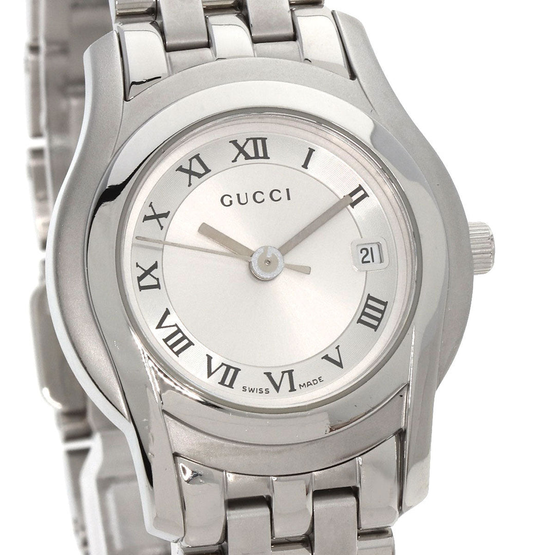 GUCCI Watches Quartz 5500L Stainless Steel , Stainless Steel Silver Round face Silver dial Women Used Authentic