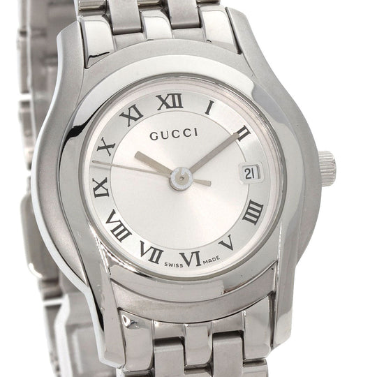 GUCCI Watches Quartz 5500L Stainless Steel , Stainless Steel Silver Round face Silver dial Women Used Authentic
