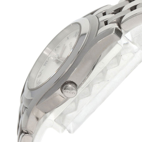 GUCCI Watches Quartz 5500L Stainless Steel , Stainless Steel Silver Round face Silver dial Women Used Authentic