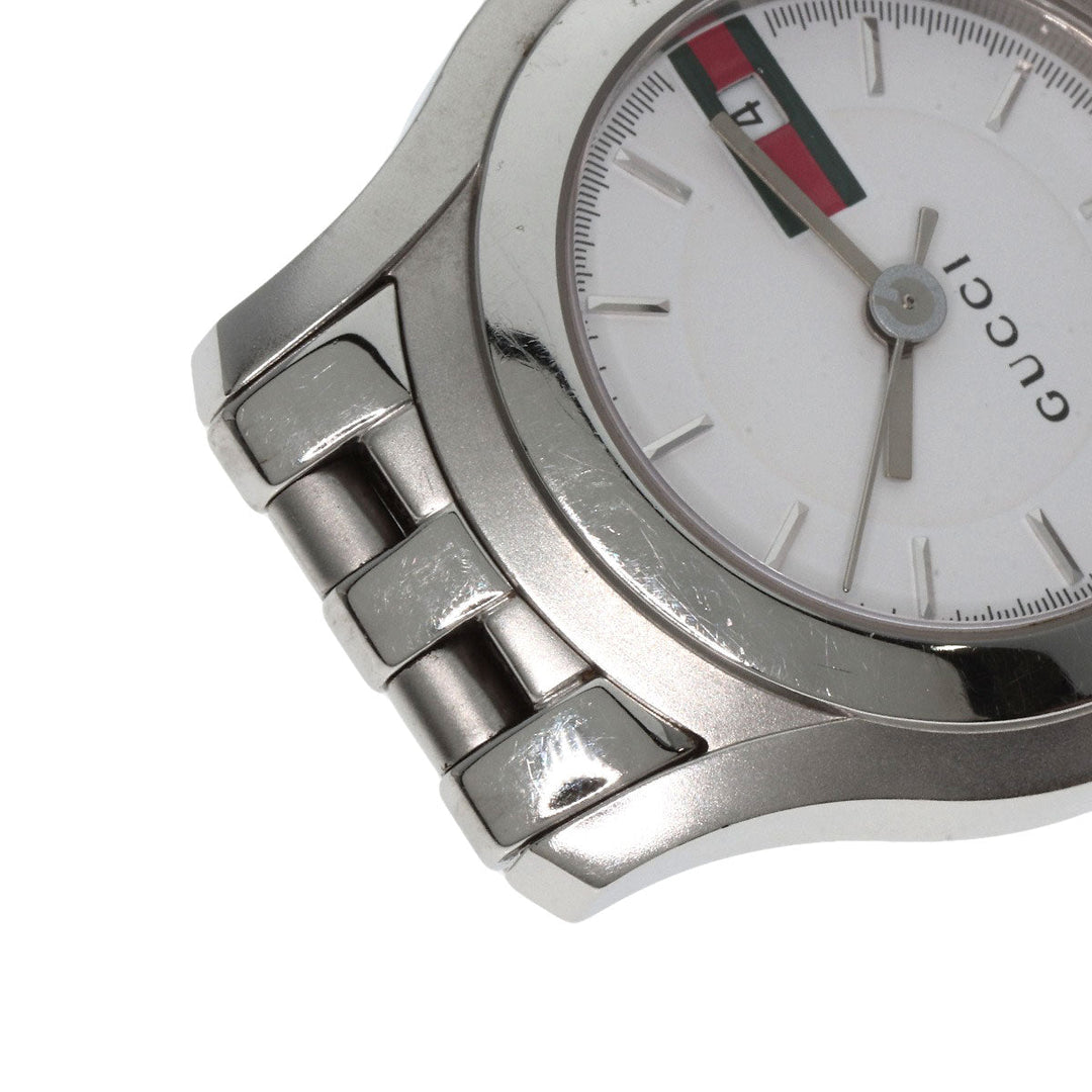 GUCCI Watches Quartz 5500L Stainless Steel , Stainless Steel Silver Round face white dial Women Used Authentic