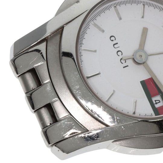 GUCCI Watches Quartz 5500L Stainless Steel , Stainless Steel Silver Round face white dial Women Used Authentic