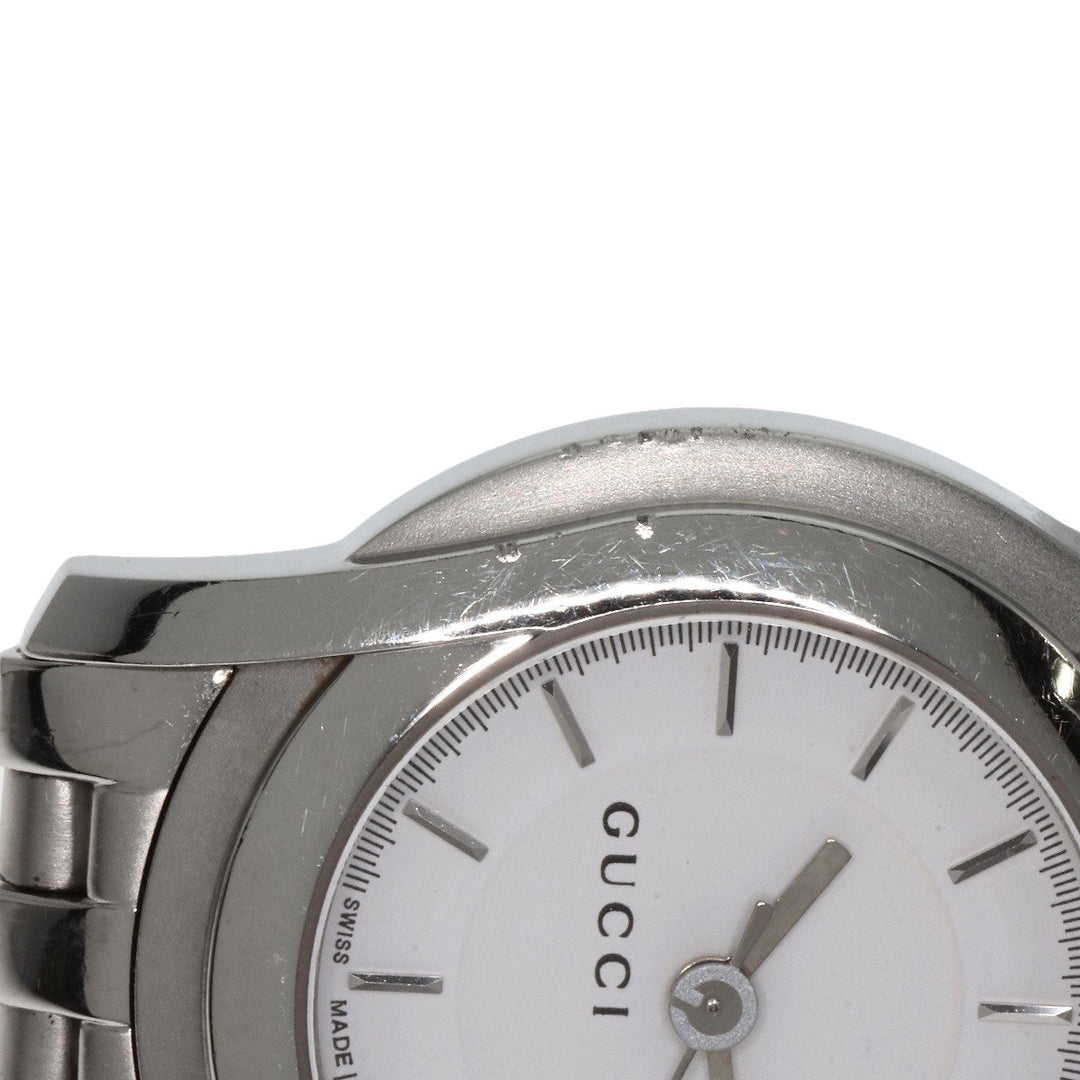 GUCCI Watches Quartz 5500L Stainless Steel , Stainless Steel Silver Round face white dial Women Used Authentic