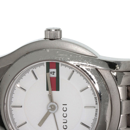 GUCCI Watches Quartz 5500L Stainless Steel , Stainless Steel Silver Round face white dial Women Used Authentic
