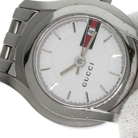 GUCCI Watches Quartz 5500L Stainless Steel , Stainless Steel Silver Round face white dial Women Used Authentic