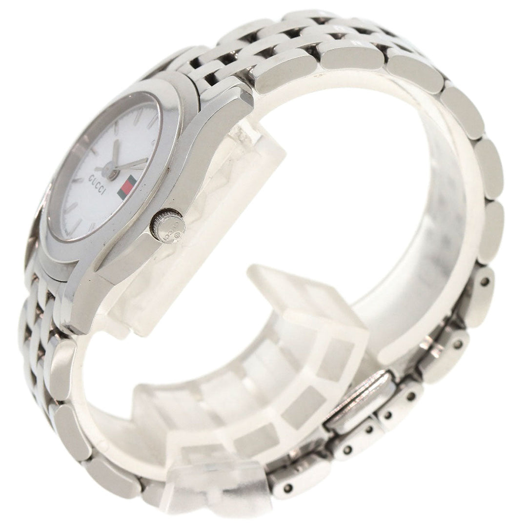 GUCCI Watches Quartz 5500L Stainless Steel , Stainless Steel Silver Round face white dial Women Used Authentic
