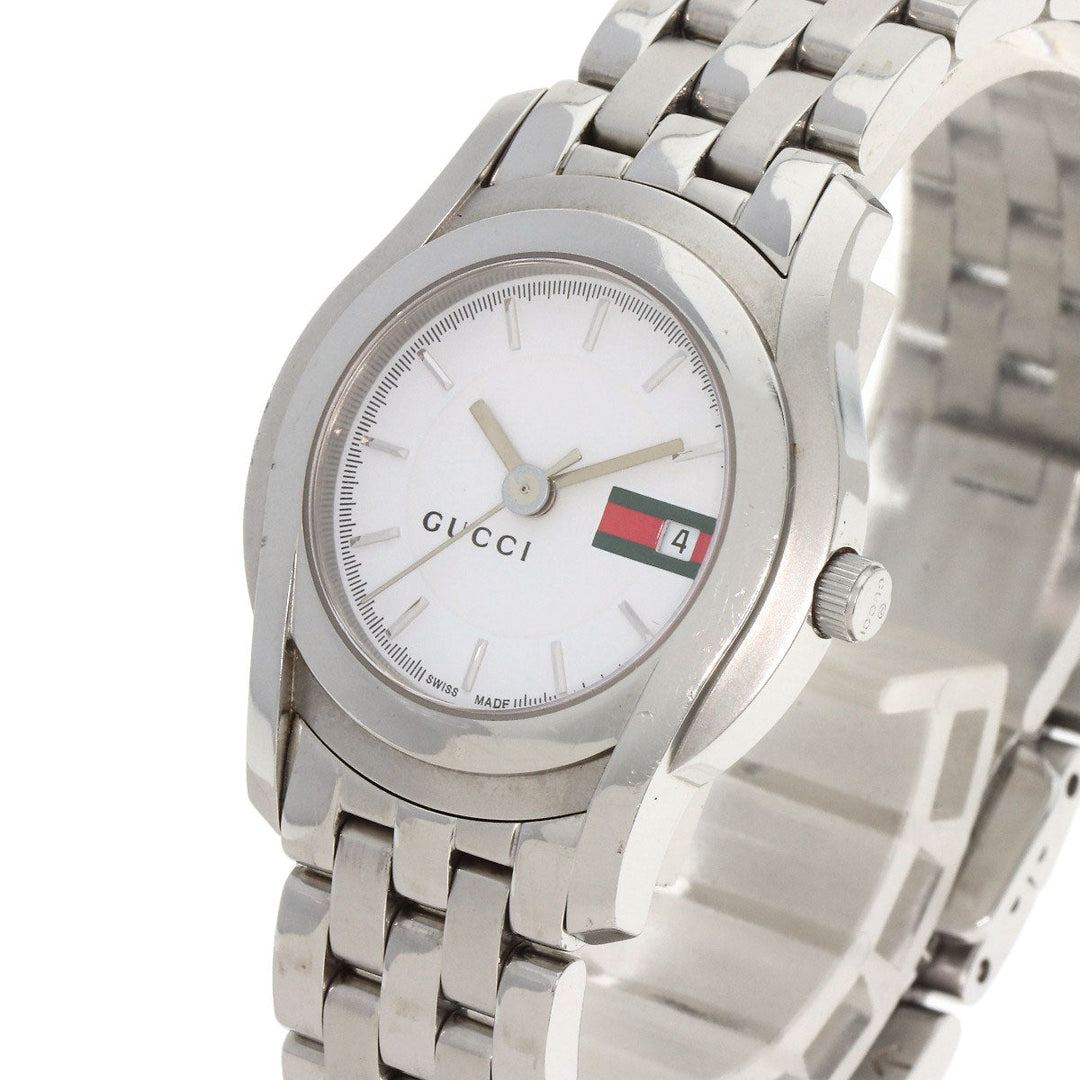 GUCCI Watches Quartz 5500L Stainless Steel , Stainless Steel Silver Round face white dial Women Used Authentic