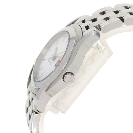 GUCCI Watches Quartz 5500L Stainless Steel , Stainless Steel Silver Round face white dial Women Used Authentic