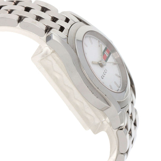 GUCCI Watches Quartz 5500L Stainless Steel , Stainless Steel Silver Round face white dial Women Used Authentic