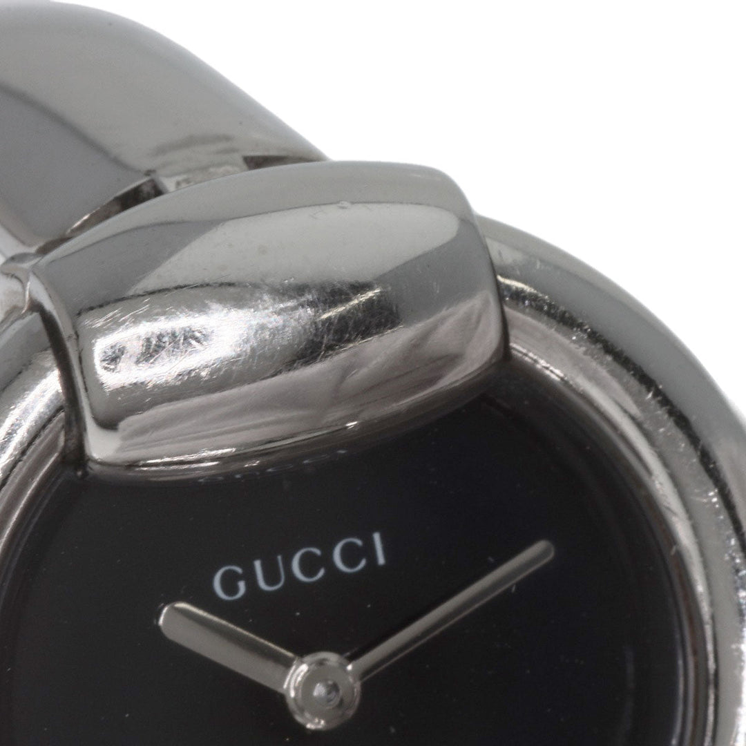 GUCCI Watches Quartz 1400L Stainless Steel , Stainless Steel Silver Round face black dial Women Used Authentic