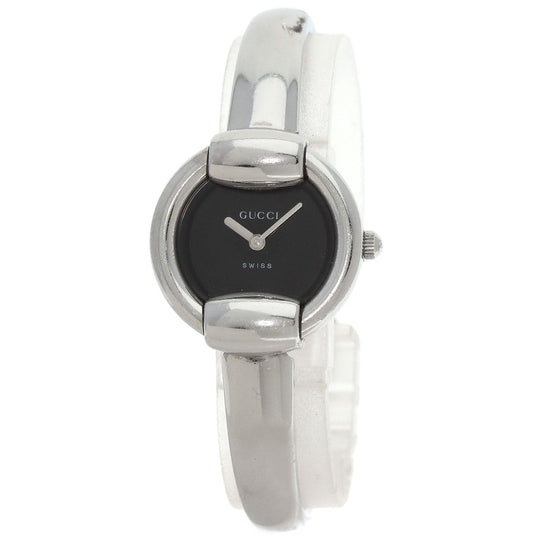 GUCCI Watches Quartz 1400L Stainless Steel , Stainless Steel Silver Round face black dial Women Used Authentic