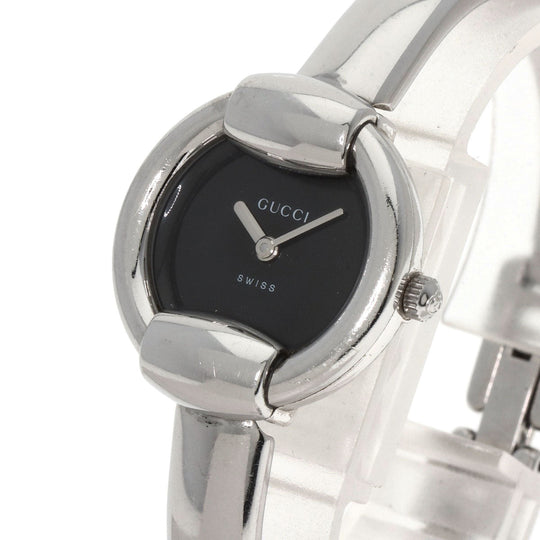 GUCCI Watches Quartz 1400L Stainless Steel , Stainless Steel Silver Round face black dial Women Used Authentic