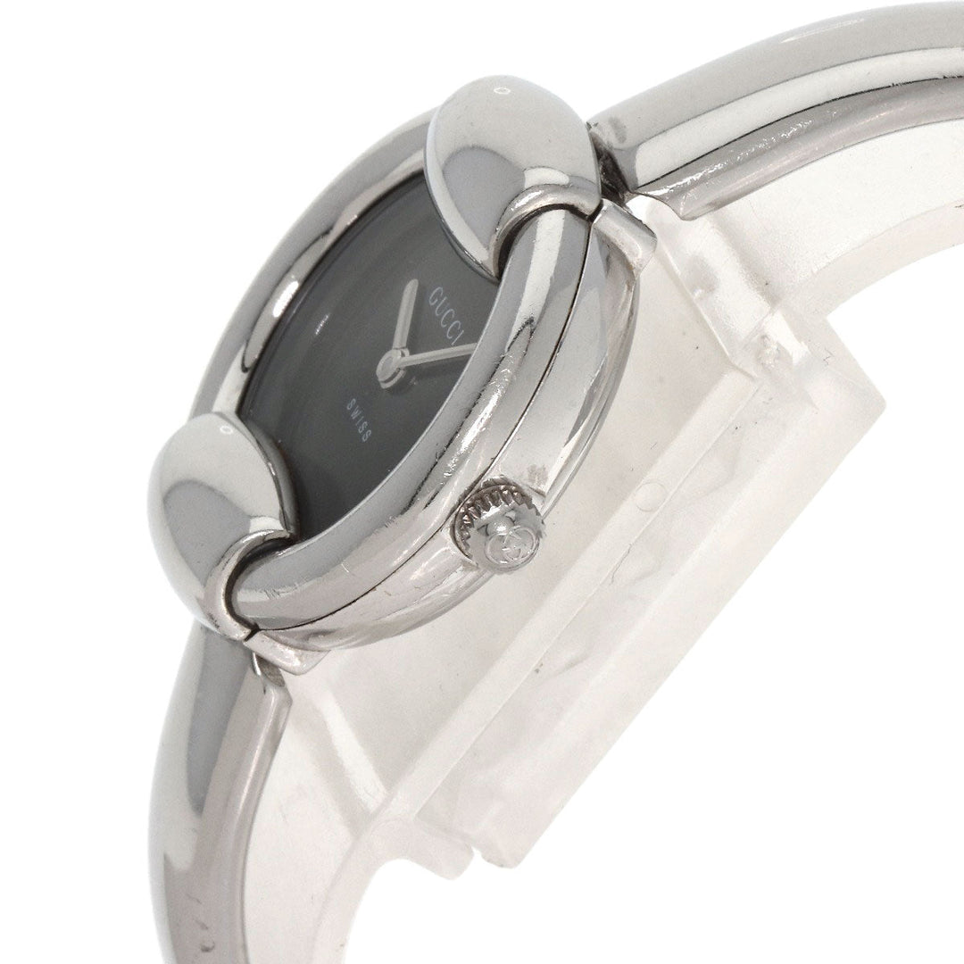 GUCCI Watches Quartz 1400L Stainless Steel , Stainless Steel Silver Round face black dial Women Used Authentic