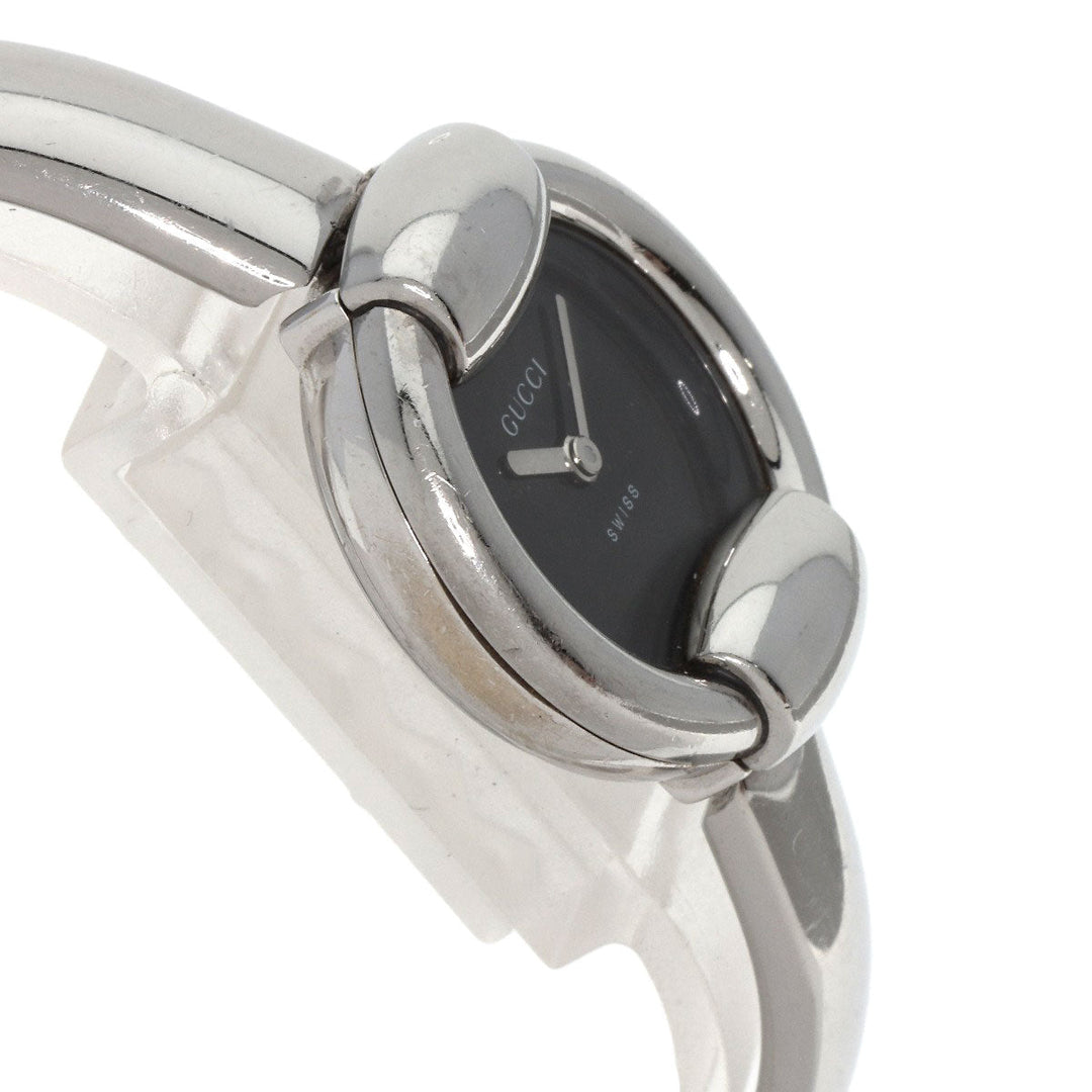 GUCCI Watches Quartz 1400L Stainless Steel , Stainless Steel Silver Round face black dial Women Used Authentic