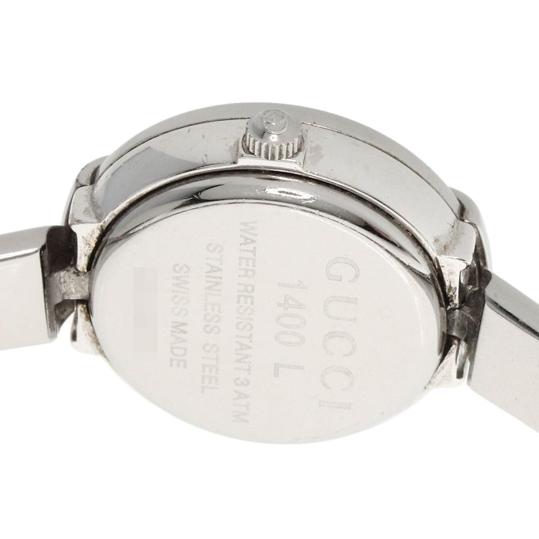 GUCCI Watches Quartz 1400L Stainless Steel , Stainless Steel Silver Round face black dial Women Used Authentic