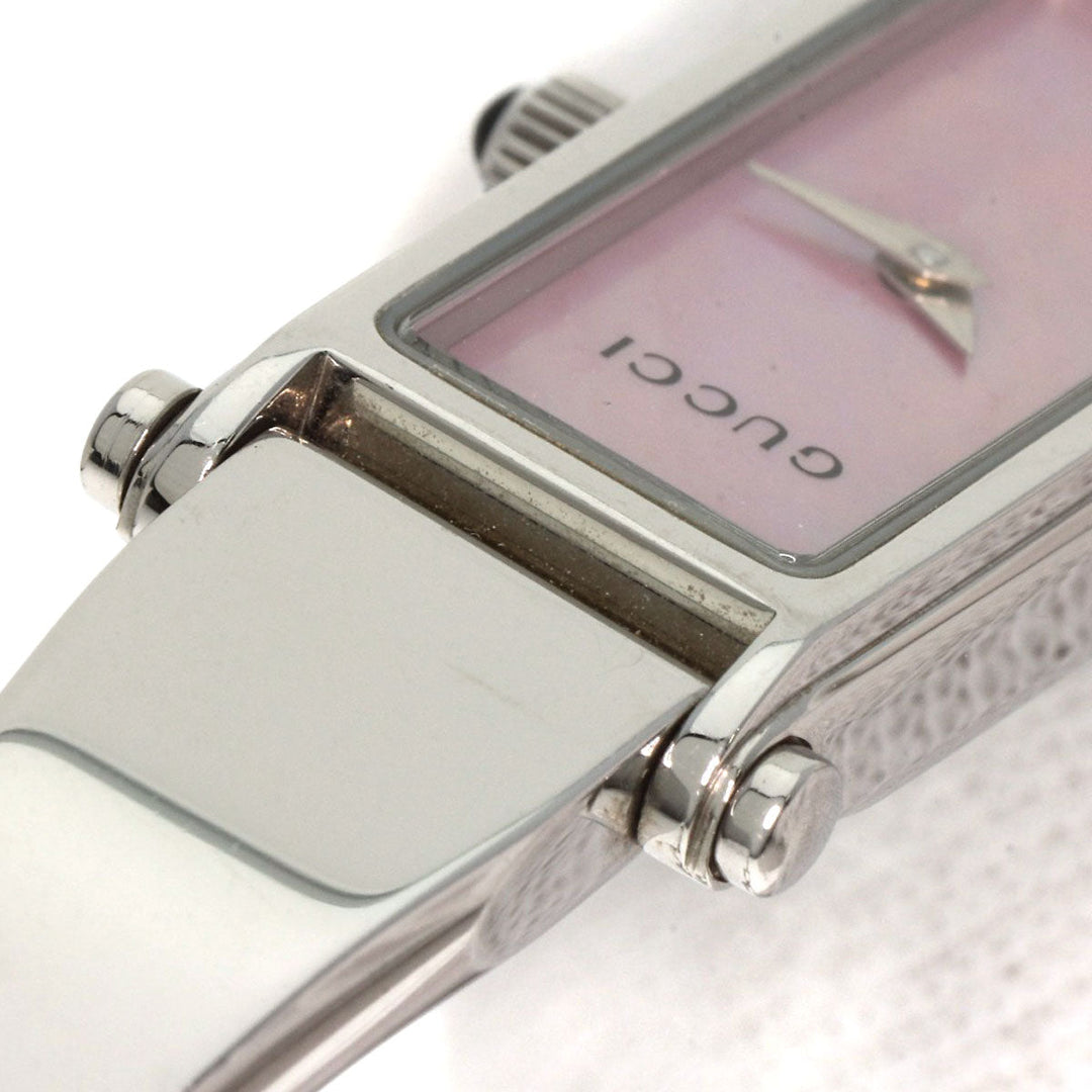 GUCCI Watches Quartz 1500L Stainless Steel , Stainless Steel Silver Square face Pink shell dial Women Used Authentic