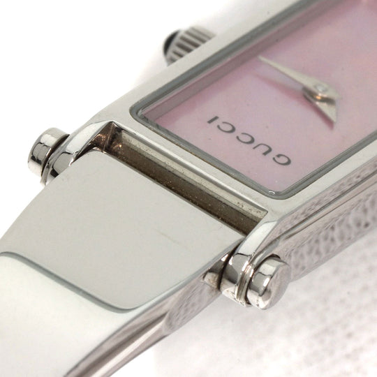 GUCCI Watches Quartz 1500L Stainless Steel , Stainless Steel Silver Square face Pink shell dial Women Used Authentic