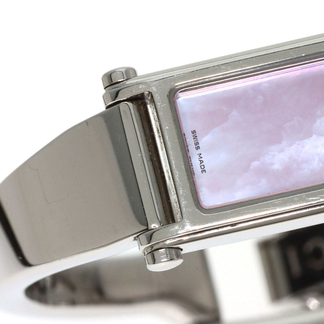 GUCCI Watches Quartz 1500L Stainless Steel , Stainless Steel Silver Square face Pink shell dial Women Used Authentic