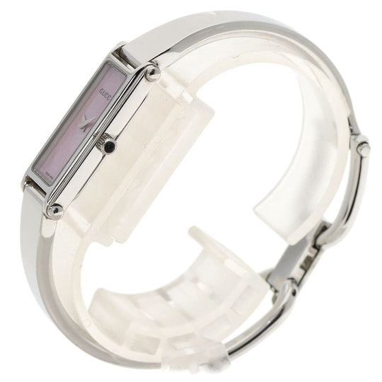 GUCCI Watches Quartz 1500L Stainless Steel , Stainless Steel Silver Square face Pink shell dial Women Used Authentic