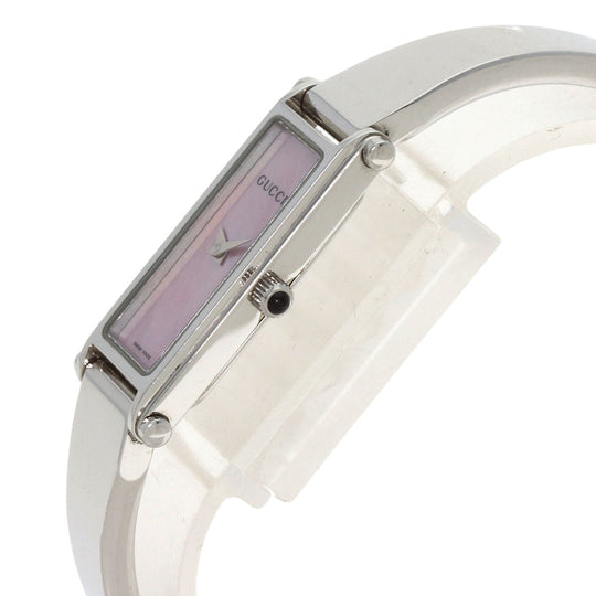 GUCCI Watches Quartz 1500L Stainless Steel , Stainless Steel Silver Square face Pink shell dial Women Used Authentic
