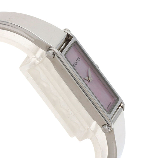 GUCCI Watches Quartz 1500L Stainless Steel , Stainless Steel Silver Square face Pink shell dial Women Used Authentic
