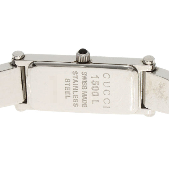 GUCCI Watches Quartz 1500L Stainless Steel , Stainless Steel Silver Square face Pink shell dial Women Used Authentic