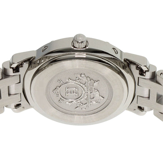 HERMES Watches Quartz CL4.210 Stainless Steel , Stainless Steel Silver Clipper Orange dial Women Used Authentic