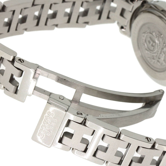 HERMES Watches Quartz CL4.210 Stainless Steel , Stainless Steel Silver Clipper Orange dial Women Used Authentic