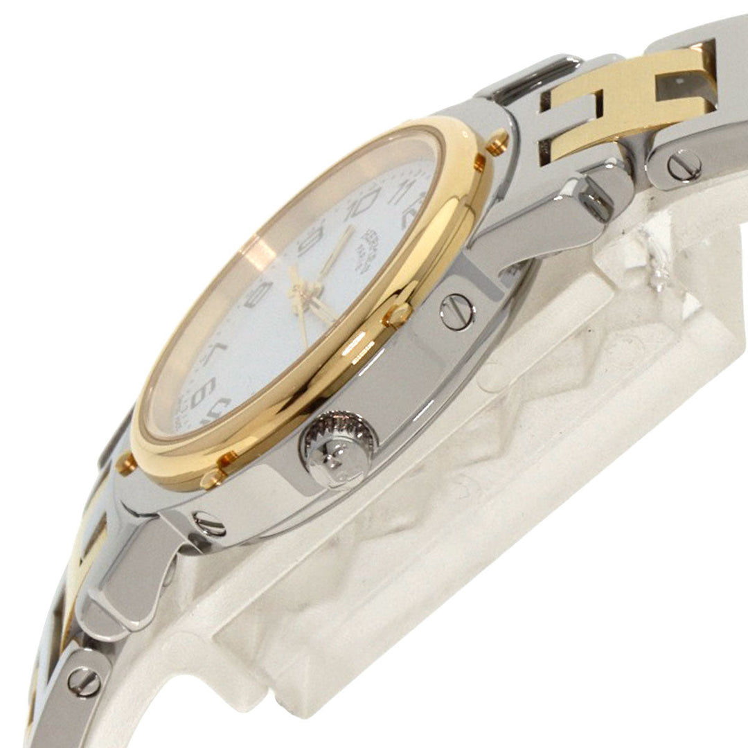 HERMES Watches Quartz CL4.220 Stainless Steel , SSxGP gold Clipper white dial Women Used Authentic