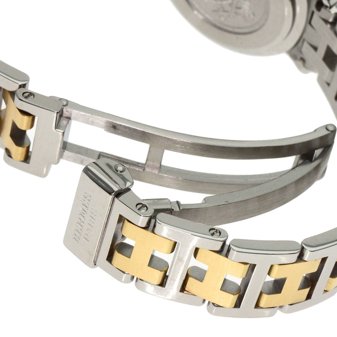 HERMES Watches Quartz CL4.220 Stainless Steel , SSxGP gold Clipper white dial Women Used Authentic