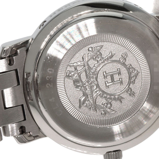HERMES Watches Quartz CL4.230 Stainless Steel , Stainless Steel Silver Clipper Nacre 12P Diamond Pink shell dial Women Used Authentic