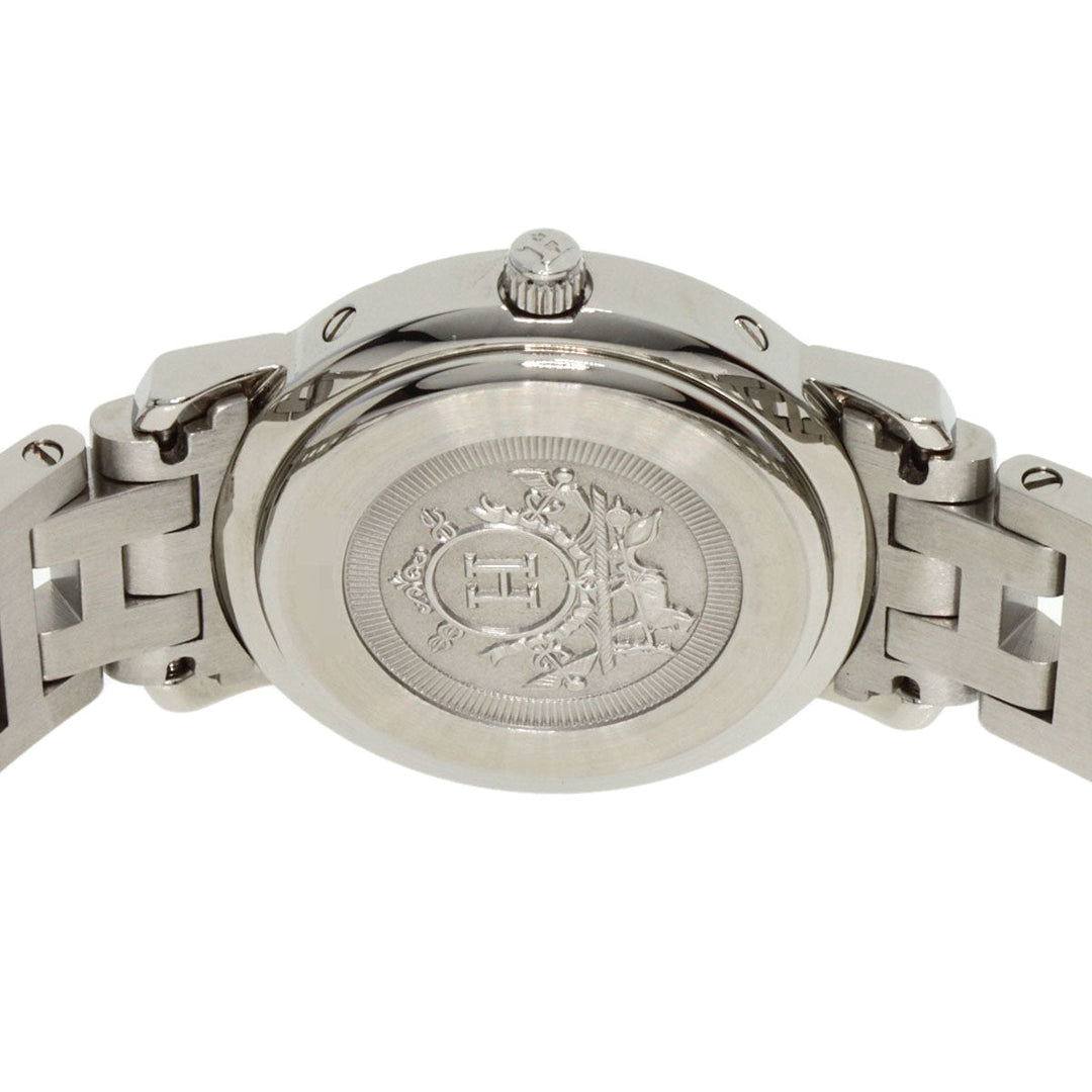HERMES Watches Quartz CL4.230 Stainless Steel , Stainless Steel Silver Clipper Nacre 12P Diamond Pink shell dial Women Used Authentic