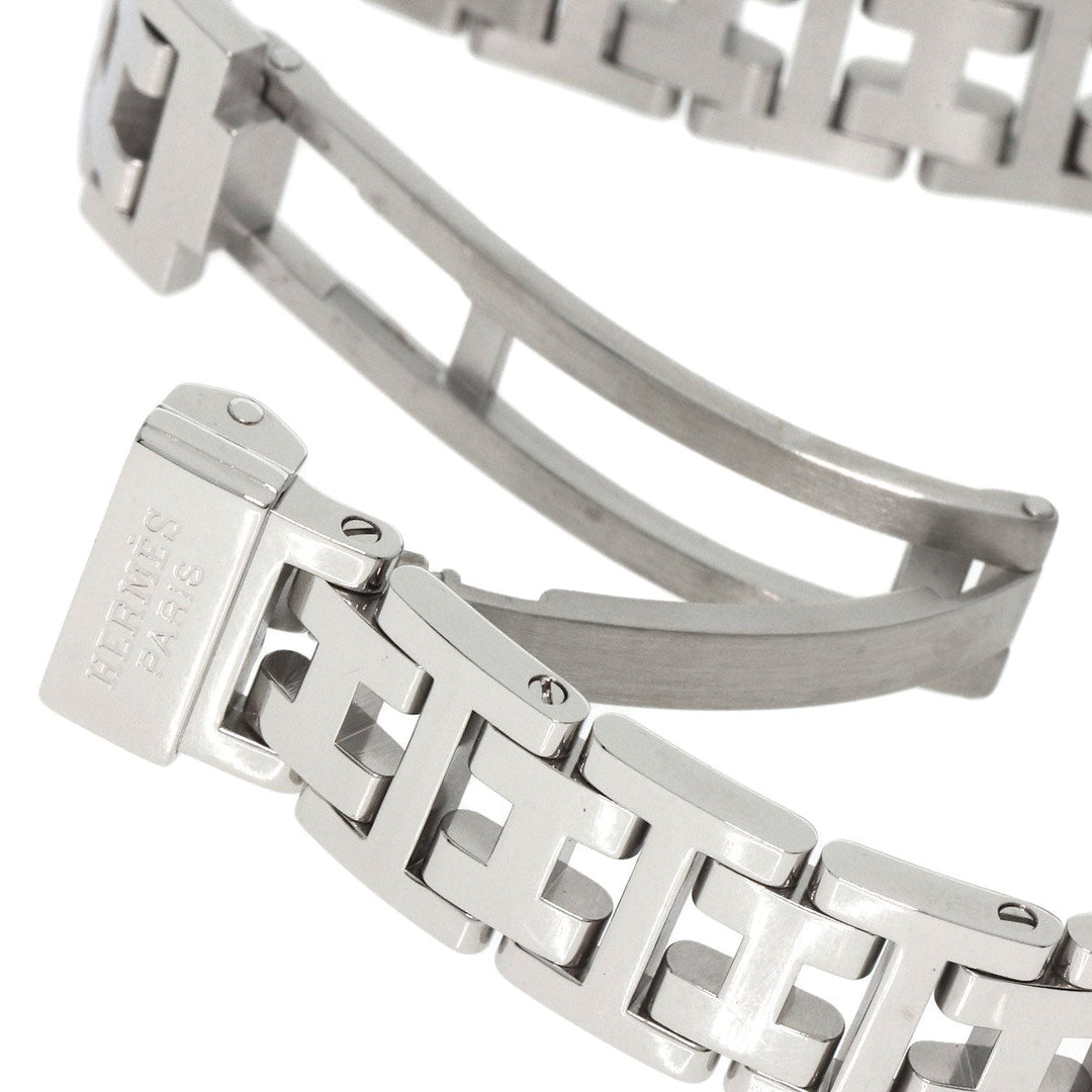 HERMES Watches Quartz CL4.230 Stainless Steel , Stainless Steel Silver Clipper Nacre 12P Diamond Pink shell dial Women Used Authentic