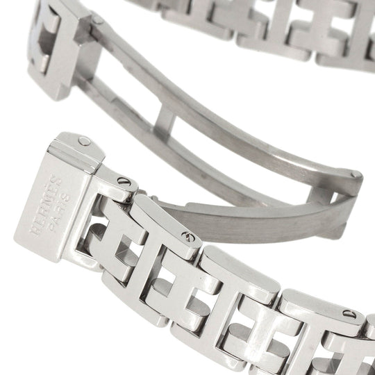HERMES Watches Quartz CL4.230 Stainless Steel , Stainless Steel Silver Clipper Nacre 12P Diamond Pink shell dial Women Used Authentic