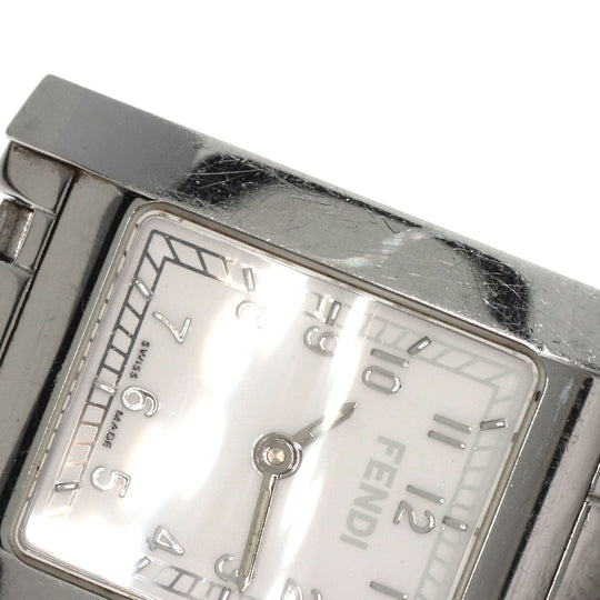 FENDI Watches Quartz 7000L Stainless Steel , Stainless Steel Silver Square face white dial Women Used Authentic